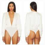 superdown Tammie Deep V Bodysuit in Ivory Photo 1