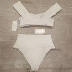 l*space πL*π Pointelle Rib Bikini Set - Gizelle Top + Desi Bottom ~ White M NWT Photo 9