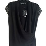 Magaschoni π Black Top with Embellished Sleeves Photo 0