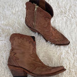 Liberty Black Womens‎ Western Cowboy Ankle Boots Brown Leather Zip Up Studded 7 Photo 0