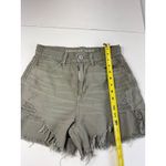 American Eagle  Olive Green Distressed Denim Shorts High Waisted Size 2 Photo 1