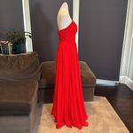 Women’s Red One Shoulder Chiffon Bridesmaid Formal Dress Corset Back Size 6 Photo 2