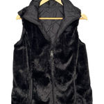 The North Face Reversible Vest Womens Medium Black Quilted Faux Fur Puffer Fuzzy Photo 0