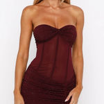 White Fox Boutique Can't Compare Embellished Mini Dress Burgundy Photo 0