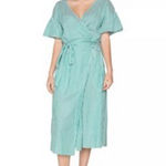 Velvet Tees Velvet by Graham &‎ Spencer Jayel Cotton Stripe Wrap Dress Green Wrap Size XS Photo 1