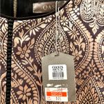 Oasis  Grey Metallic Gold Dress UK 12 Black Jacquard Shift Knee Length Stretch Photo 2