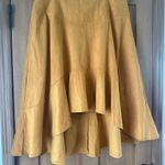 Anthropologie Maeve Cosima Flounced Hi-Low Suede Midi Skirt Mustard size 16W Photo 3
