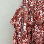 NEW Lug Von Siga Liza Burnt Orange Gazelle Print Square Neck Tiered Dress Size 2 Photo 7