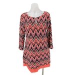 Ana Alcazar Multicolor Pink Crochet Aztec Chevron Knit Long Sleeve Mini Dress 14 Size L Photo 1