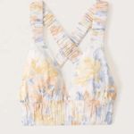 Abercrombie & Fitch Cropped Scrunchie Top Floral Linen size Small Photo 0