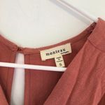 Monteau  Rose Pink V-Neck Surplice Short Sleeve Belted Wide Leg Jumpsuit Small S Photo 5