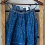 American Rag  Blue Boho Babydoll Mixed Print Beaded Tank Top Photo 0