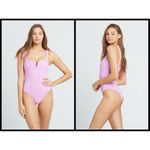 l*space πL*π Cha Cha Pointelle Ribbed One Piece Swimsuit Rosebud Pink 12 XL NWOT Photo 2