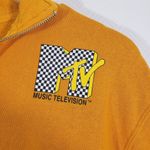 MTV Women's XS Gold, Yellow Stripe Pullover, Long Sleeve, 1/4 Zip Front Hoodie Orange Photo 3