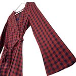 Le lis  Plaid Dark Orange Navy Blue Fit & Flare Western Dress Size Small NWT Photo 4