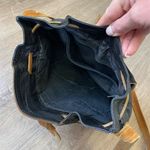 Black Leather Brown Suede Satchel Purse Shoulder Bag Photo 4