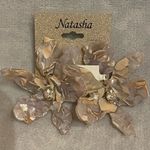 Natasha NWT Large Beige/Tan/Cream Confetti Crystal Sphere Earrings Tan Photo 1