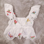 By Anthropologie Patched Hanky Babydoll Top Medium White Lace Embroidered Fairy Photo 0