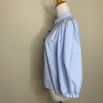ZARA  Blue Bead Button Cropped Puff Sleeve Blouse Sz Medium Photo 2