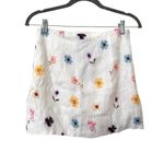 SUMMER AWAY Lenora Pressed Flower‎ Linen Mini Skirt NWT Small White Photo 1