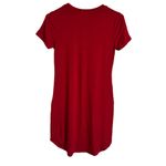 Forever 21  Women's Red  Curved Hem High Neck Short Sleeve Dress Sz S Photo 3