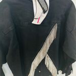 Women With Control Western Embelllished Fringe Black Denim Jacket Size 2x Photo 3