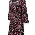 Neiman Marcus | NWT | Large | Black/Red Abstract Argyle 3/4 Sleeve Sweater Dress Photo 3