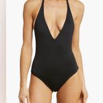 Vitamin A  Bianca Reversible Plunge Cutout One Piece Swimsuit in Sahara Black Photo 3