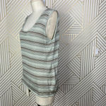 Akris  Sweater Tank‎ Top Blouse Shell Sleeveless Knit Stripe Green Brown Size 14 Photo 5