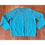 The Tog Shop 100% wool cableknit cardigan sweater XL Blue Photo 7