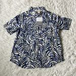 Free People Sandrine Rose Women’s Pearl Snap Hawaiian Western Style Shirt blue size Medium Photo 0