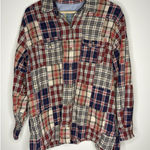 Liz Claiborne Vintage  Plaid Womens L Cotton 90s Shirt Patchwork Button Down Top Photo 0