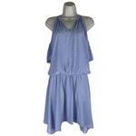 Ramy Brook  Eileen Cold Shoulder Satin Mini Dress Light Blue Size S Photo 3