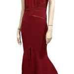 Privy Burgundy Wine Halter Long Gown Dress L Photo 0