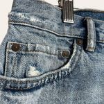 All Saints Distressed Raw Hem Blue Denim Jean Mini Skirt Size 6 Photo 1