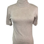 Mango NWT Committed Beige Turtleneck Short Sleeve Sweater Top Women's Medium Photo 0