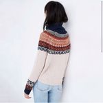 Madewell  Brookdale Fair Isle Turtleneck Sweater Navy Orange Fall Small Autumn Photo 4