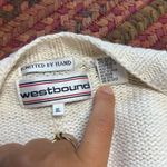 Westbound VINTAGE  WHITE CABLE KNIT PATCHWORK CARDIGAN PREPPY CLASSIC Photo 3