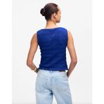 Madewell Smocked Boatneck Tank Cotton Blend Minimalist Sleeveless Blue Small NWT Photo 3
