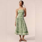 Farm Rio Green Delicate Tapestry Euroflax™ Premium Linen Midi Dress,Medium, $265 Photo 6