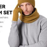 3 Pcs Winter Hat Scarf Gloves Set for Women Men: Touchscreen Gloves Knit Beanie Neck Warmer Set Warm Polar Fleece Lined Photo 2
