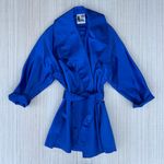 Nobody by Elisabetta Rogiani 80s VTG vintage blue satin trench coat OS one size Photo 6