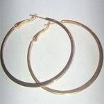 Gold Tone Retro Classic Flat Hoop Boho Pierced Earrings Photo 4