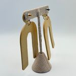 Arch Dangle Earrings Beige Speckled Clay Statement Geometric Urban Tribal Boho Tan Photo 2