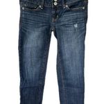 American Eagle  Artist Stretch Dark Wash Distressed Factory Faded Denim Jeans 00 Photo 0