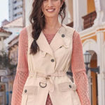 Sundance by Anthropologie 100% Cotton All Natural Neutral Cream Buckle Vest Photo 0