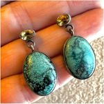 sterling silver turquoise and yellow topaz earrings Blue Photo 1