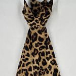 Mable Leopard Print Padded Bust Cowl Neck Open Back Satin Mini Dress Mob Wife Tan Size M Photo 0