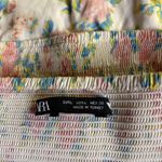 ZARA  Floral Puff Sleeve Crop Top - Cream and Pink Photo 8