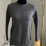 Estrna Jane Women’s Gray Long Sleeve Round Neck Fringe Bottom Sweater Top Small Photo 0